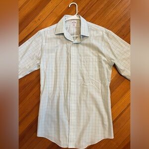 [15.5 x 34] Brooks Brothers Full Button Down - Regent Fit - Green and Blue